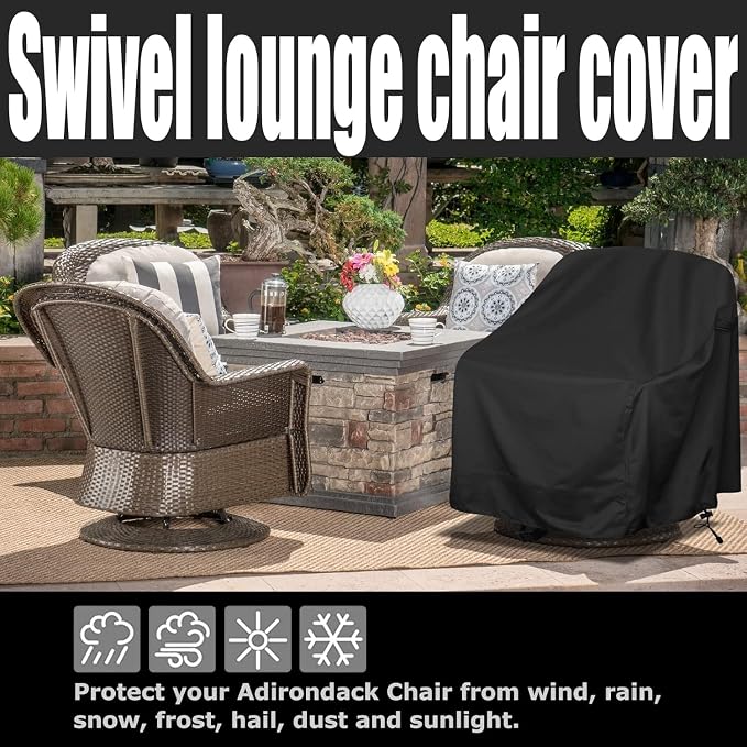Outdoor Swivel Lounge Chair Cover, Fits to Lawn Patio Chairs, 420D - Image 5