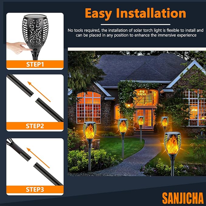 4 Pack Super Larger Size Solar Flame Torch Lights - Image 5
