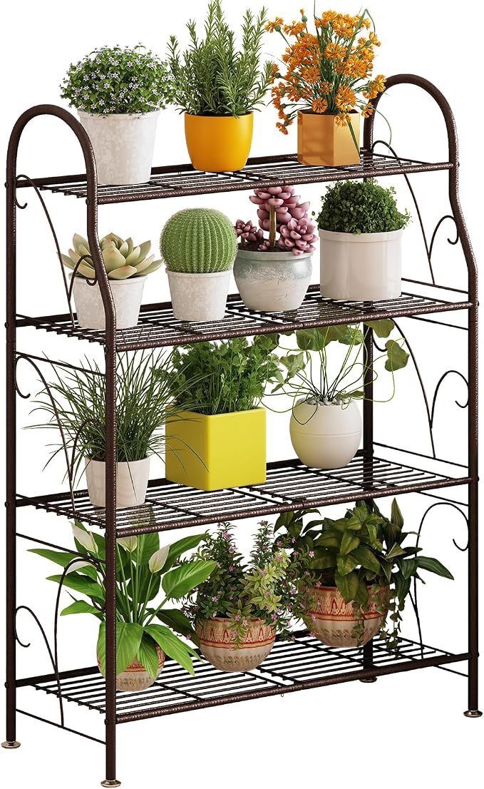 SORCEDAS Plant Stand Indoor Outdoor Plant Shelf 4 Tier Metal Corner Flower by SpecialYourHome
