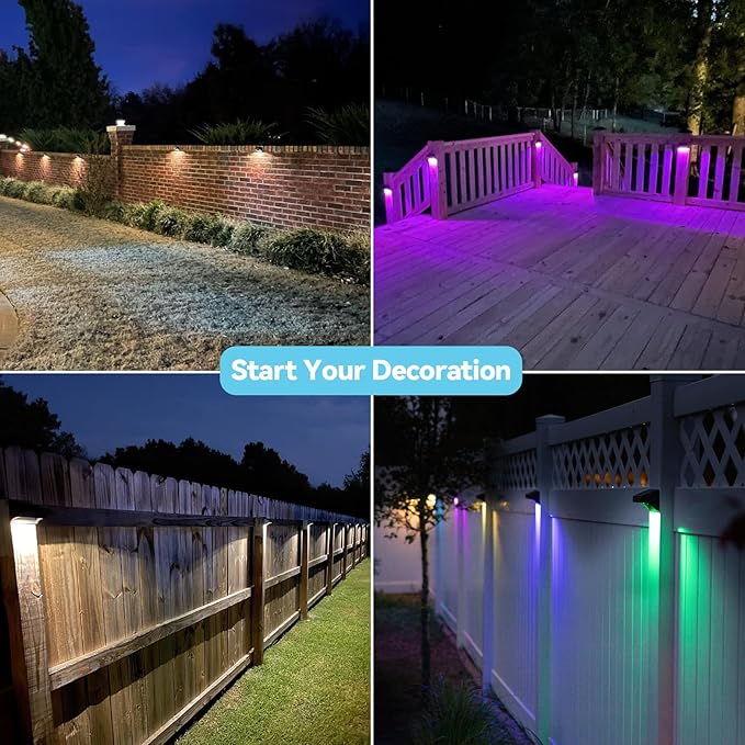Bridika Solar Fence Lights, Fence Lights Fence Solar Lights Outdoor Waterproof - Image 3