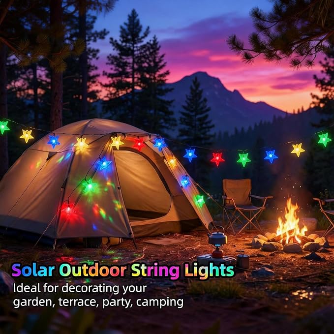 Twinkle Solar Star String Lights Outdoor Waterproof Fairy Lights 39FT 100 LED - Image 2