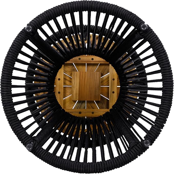 Scott Living Nara 25.8" Acacia Wood Outdoor Side Table, Metal Frame+Woven Rope - Image 9