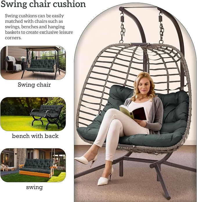 Outside Benches Cushion with Backrest, Thicken Waterproof Swing Cushions 2/3 - Image 2