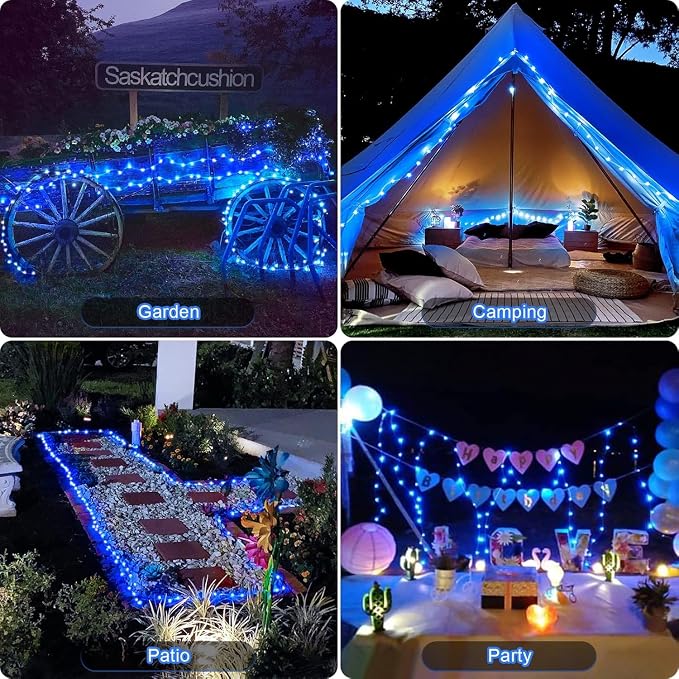 JMEXSUSS 2 Pack Blue Solar String Lights Outdoor Waterproof, Each 33ft 100 LED - Image 7