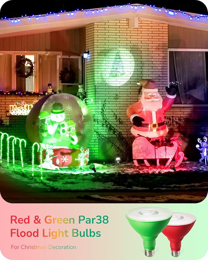 EDISHINE St.Patrick's Day/Easter Decorations PAR38 Red & Green LED Flood Light - Image 2