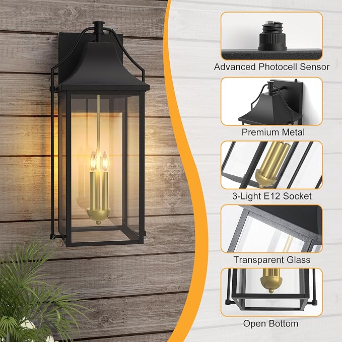 - Outdoor Wall Lights Fixtures, Large Size Dusk to Dawn Waterproof - Image 7
