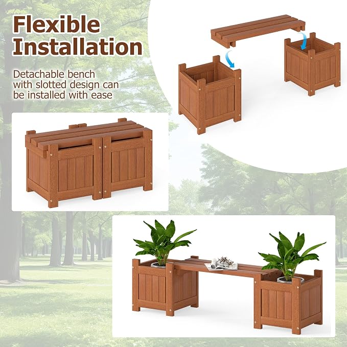 Giantex 2-in-1 Outdoor Bench - Image 5