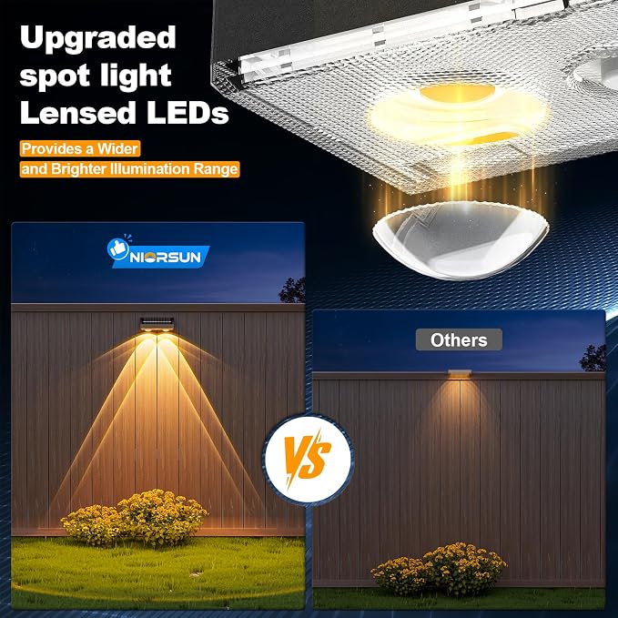 NIORSUN Solar Fence Lights, 16 Pack Deck Light, Led Lights Warm White Outdoor - Image 3