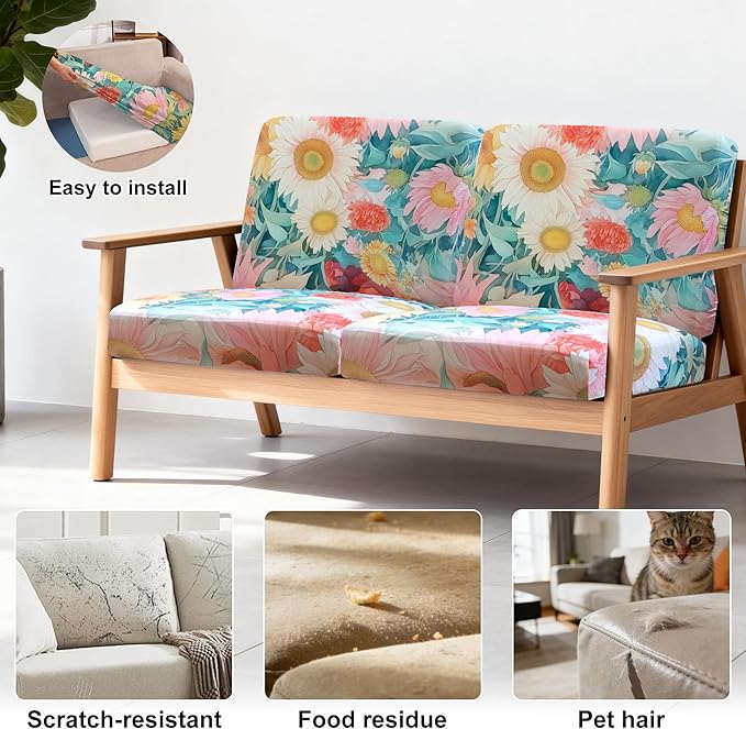 4Pcs Patio Stretch Cushion Covers, Outdoor Sofa Replacement Cover Slipcovers - Image 4