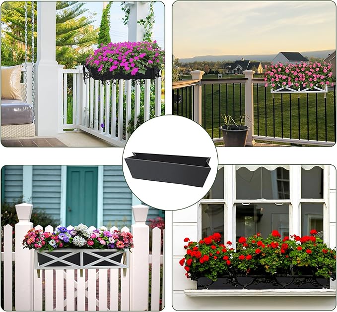 2PCS 24Inch Rectangle Window Box Liner Felt Planter Basket Liner Insert Black - Image 7