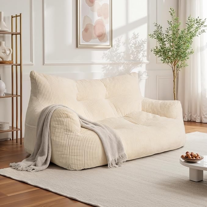 Pamapic 59" Bean Bag Chair, 2 Seat Loveseat Sofa, Ultra Soft Dutch Velvet - Image 7