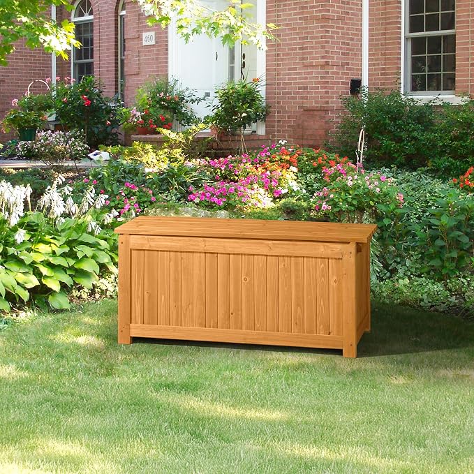 VINGLI Outdoor Wood Bench with Planter Boxes, 2-in-1 All-Weather Porch Bench - Image 9