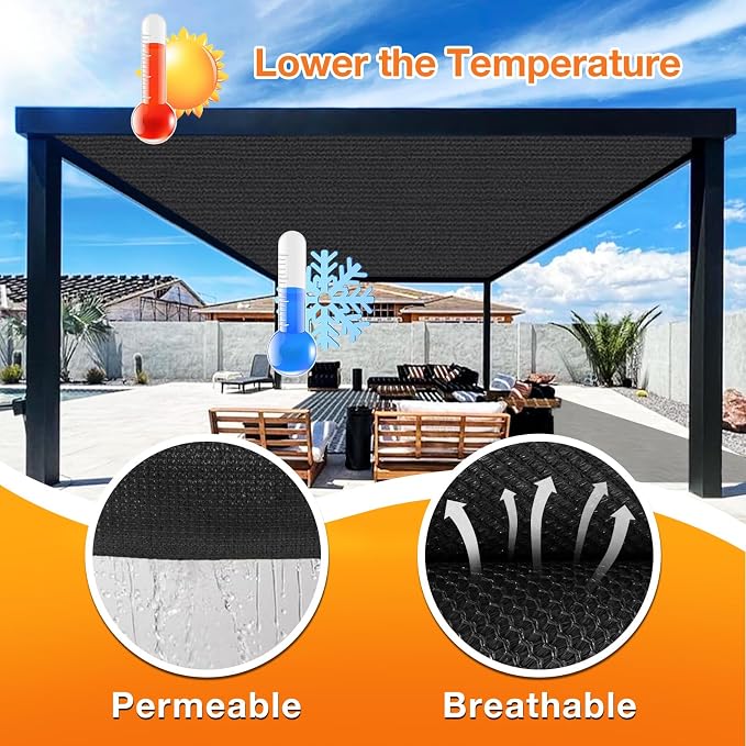 Artpuch Outdoor Pergola Shade Cover 9x12 FT Sun Shade Cloth - Image 4
