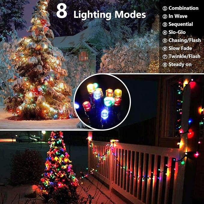 Joomer Solar Christmas Lights Outdoor, 4 Pack Total 156FT 400LED 8 Lighting - Image 2