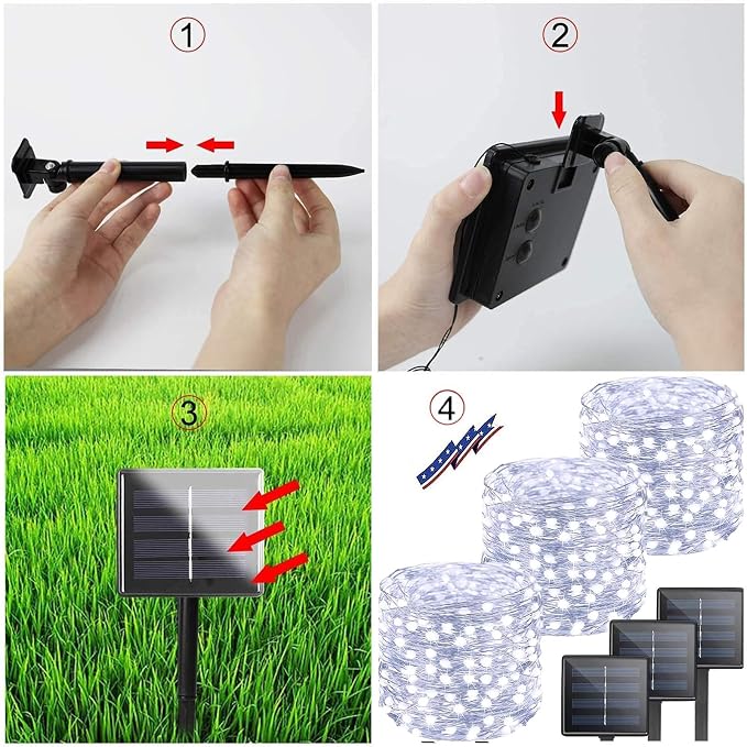 Solar String Lights for Outside, 3 Pack Total 120FT 300 LED Solar Garden - Image 3