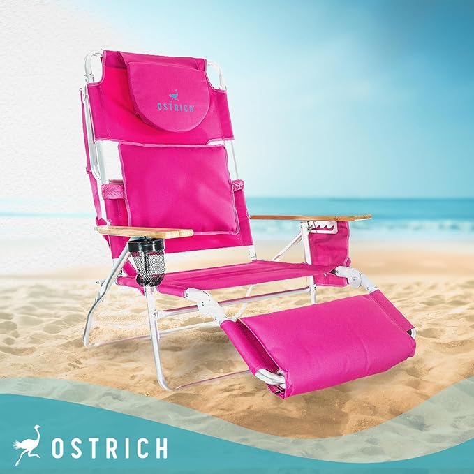 Ostrich Reclining Lounge Chair, Deluxe 3 in 1 Folding Outdoor Beach Lounger - Image 2