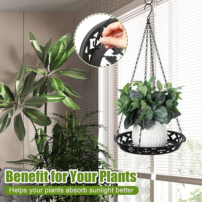 Enhon 4 Pack Plant Hanger, 12 Inch Metal Hanging Planter - Image 4