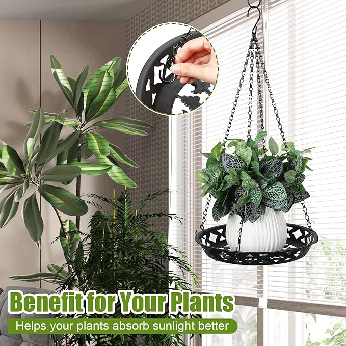 Enhon 6 Pack Metal Hanging Planter, 12 Inch Indoor Outdoor Plant Hanger - Image 3
