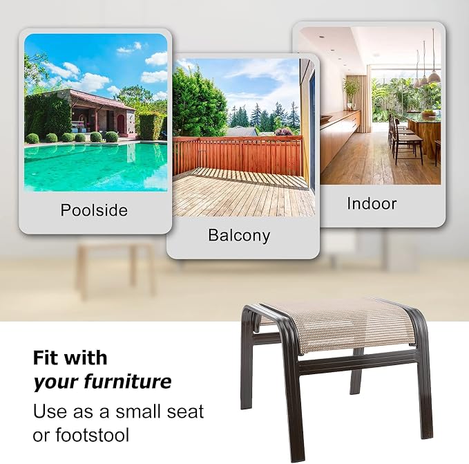 Outdoor Patio Footstools Aluminum Outdoor Ottomans Footrest Small Seating - Image 6