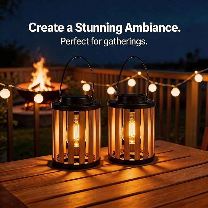2 Pack Solar Lanterns Outdoor Waterproof Suitable - Image 6