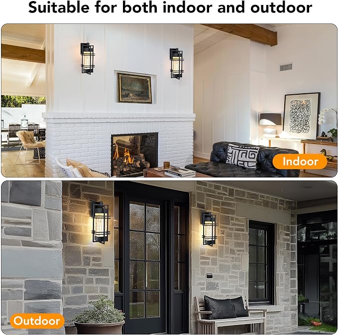 Outdoor Front Porch Light Fixtures Wall Mount, Water Ripple Outdoor Wall Lantern - Image 7