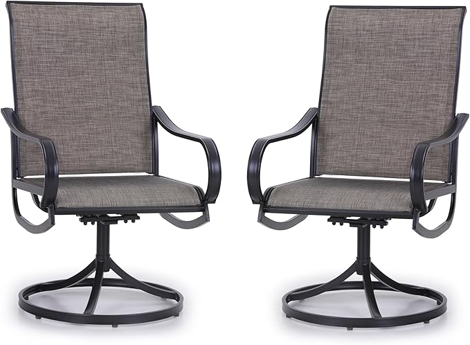 PHI VILLA Patio Swivel Dining Chairs Set of 2, Outdoor Metal Chair by PHIVILLAThepioneerofcomfortablehouseholdsupplies