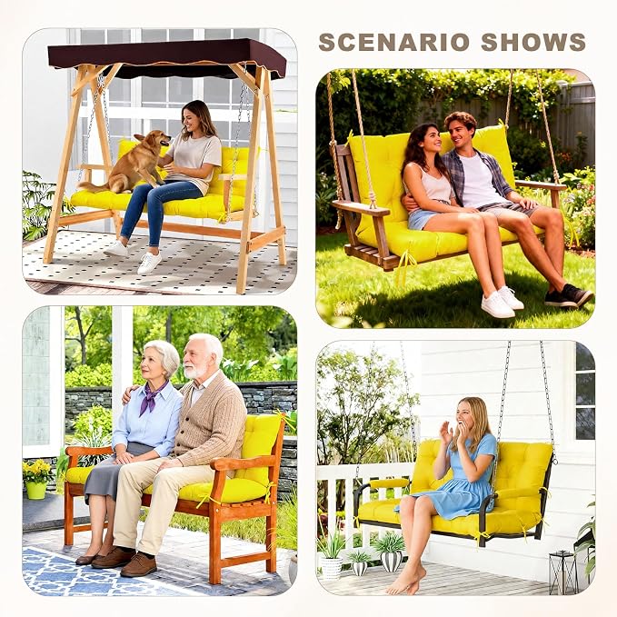 Porch Swing Cushion with Backrest, Waterproof Bench Cushion - Image 7