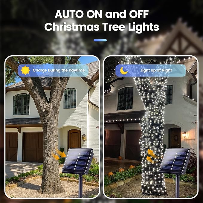 Extra-Long 144FT Solar String Lights Outdoor, 2 Pack 400LED Solar Fairy Lights - Image 2