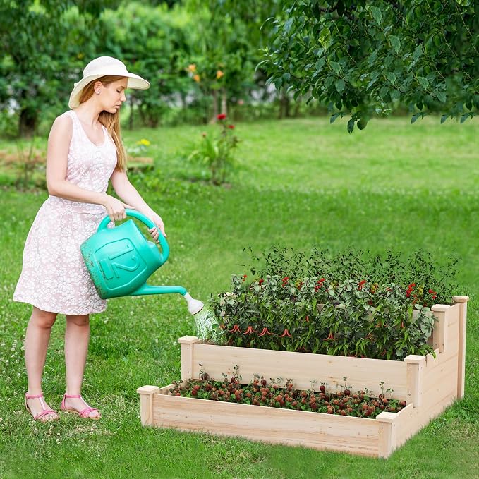 Giantex 3-Tier Raised Garden Bed, Tiered Planter Box w/Open-Ended Base - Image 8