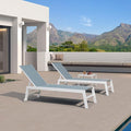 PURPLE LEAF Lounge Chair Outdoor Set of 2 White Aluminum Lounge Chair by PURPLELEAF