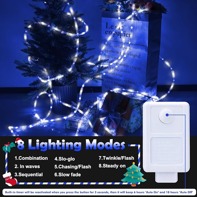 50ft LED Rope Lights Outdoor, 360 LED Connectable and Flexible Tube Lights - Image 3