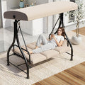 U-MAX Porch Swing Chair with Adjustable Backrest&Canopy, 3 Seat Patio Swing by U-MAX