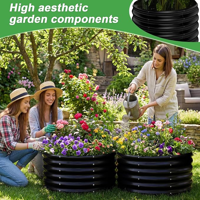 AHEONLAR 2 Pack 2x2x1.5ft Round Galvanized Raised Garden Bed Outdoor Metal - Image 7