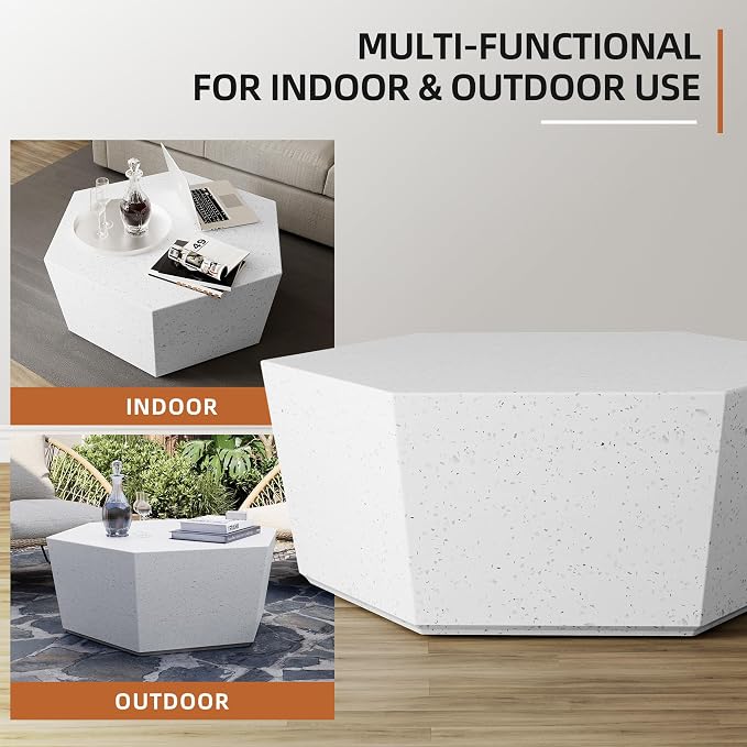 UPHA Outdoor Hexagon Coffee Table, Small Modern Minimalist Accent Tables - Image 3