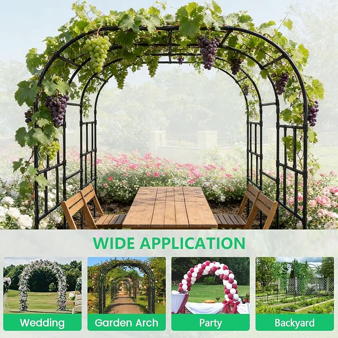 Tall Garden Arch Trellis for Climbing Plants, 87in Tall Metal Plant Support - Image 7