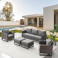 Belord Wicker Patio Furniture 5 Piece Outdoor Sofa Set, Oversize Outdoor Dining by Belord