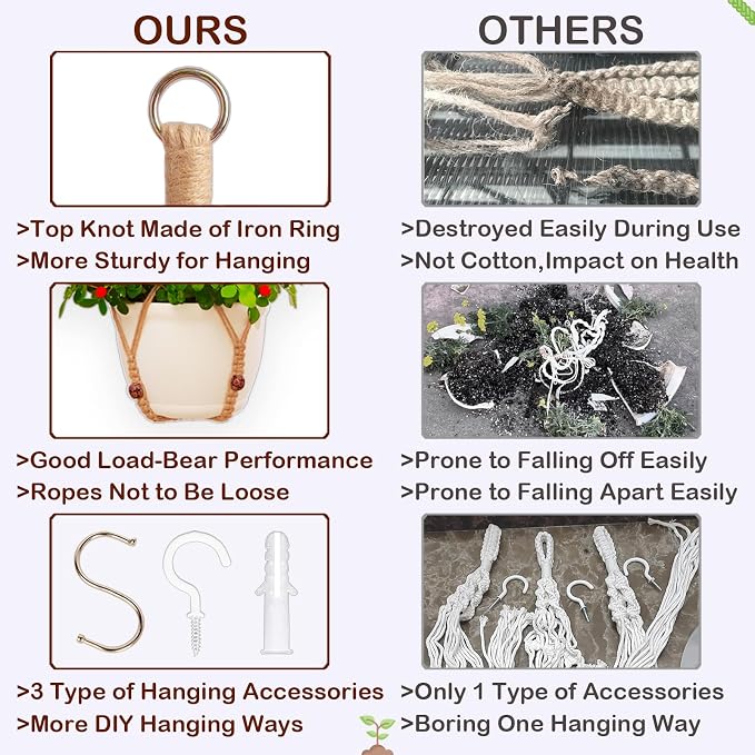 Macrame Plant Hanger Indoor Set, Hanging Planters - Image 5