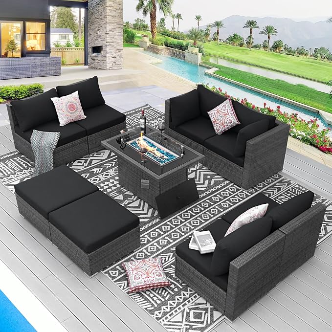 BULEXYARD 9 Pcs Highback Patio Furniture Set by BULEXYARDFURNITURE