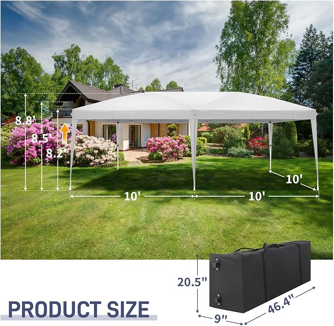 Outvita 10x20ft Pop Up Canopy Tent, Outdoor Instant Shelter Folding Canopy - Image 2