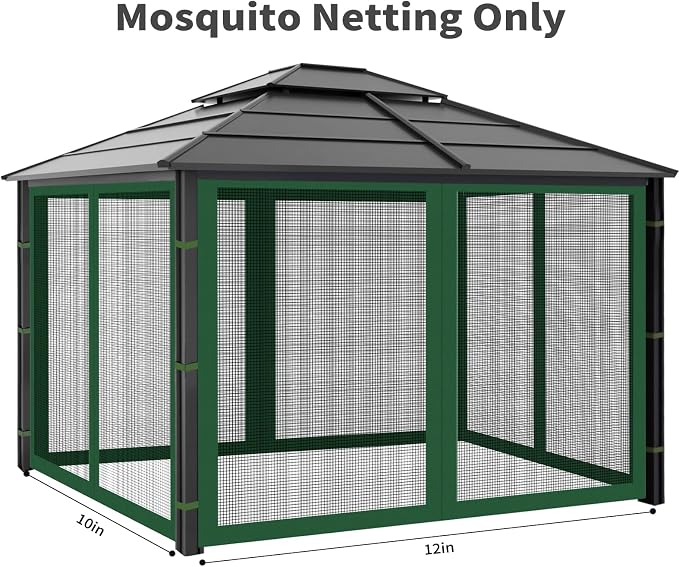 Gazebo Replacement Mosquito Netting Outdoor Universal Gazebo Canopy 4-Panels - Image 5