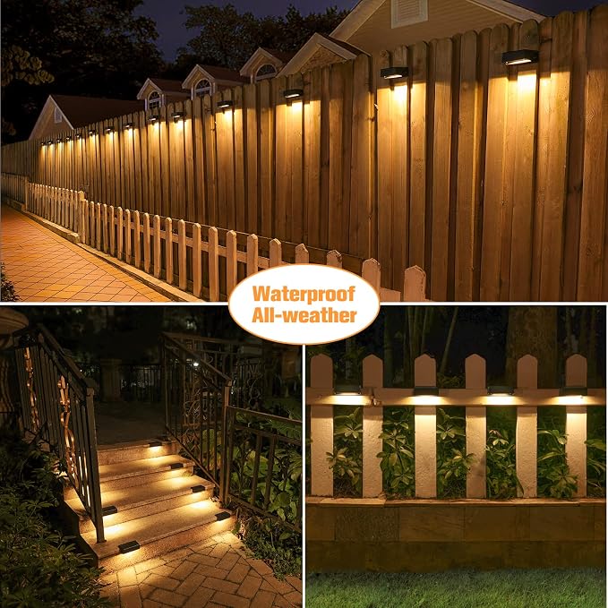 VOLISUN Solar Deck Lights, 7 Colors&Warm White Outdoor 4-Pack Waterproof Led - Image 3