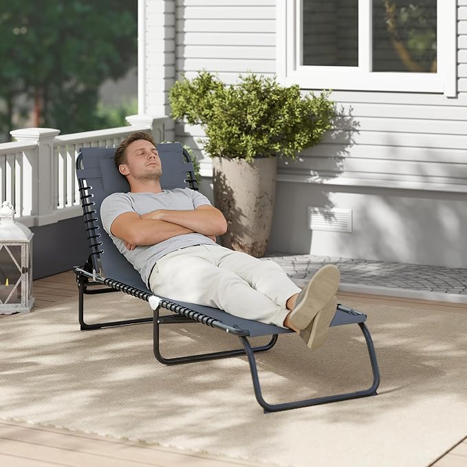 Outsunny Folding Chaise Lounge Chair, Patio Sun Tanning Chair, Outdoor Chaise - Image 9