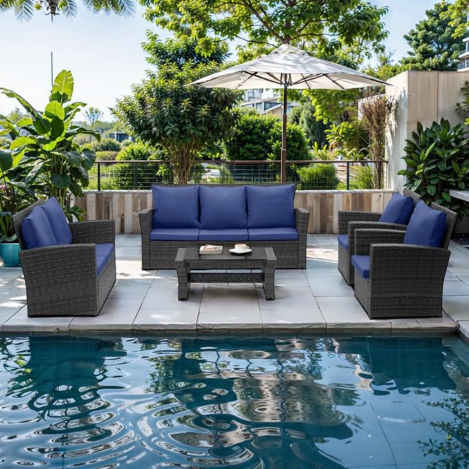 Wisteria Lane 5 Piece Patio Furniture Set, Wicker Outdoor Patio Conversation - Image 8