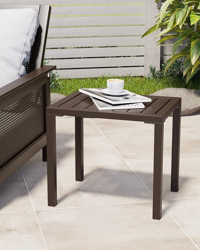 Crestlive Products Outdoor Side Table Set of 2, Aluminum Rectangular Side/End - Image 2