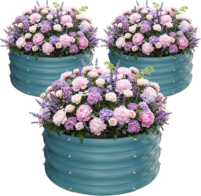 ZXZYHFTY Round Galvanized Raised Garden Bed kit, Round Large Metal Raised by ZXZYHFTY