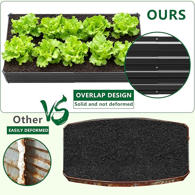 3 Pack 6x3x1FT Galvanized Raised Garden Bed Kit, Outdoor Metal Planter Box - Image 6