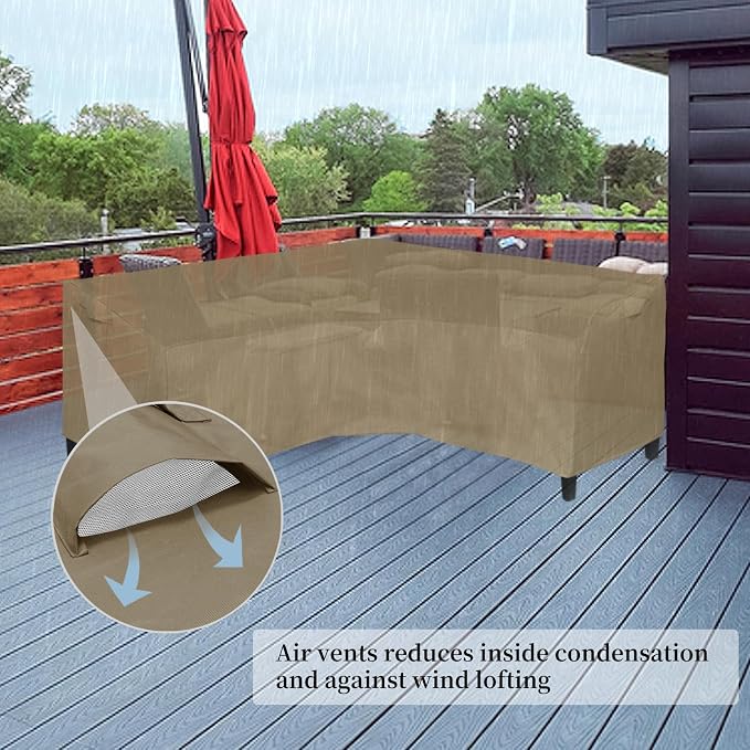 Easy-Going 600D Patio V-Shaped Sectional Sofa Cover, Waterproof Outdoor - Image 4