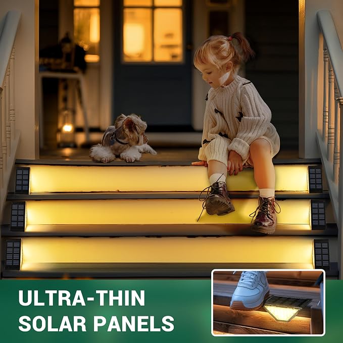 8 Pack Solar Step Lights for Outside, 24 LEDs Solar Stair Lights Waterproof IP65 - Image 3