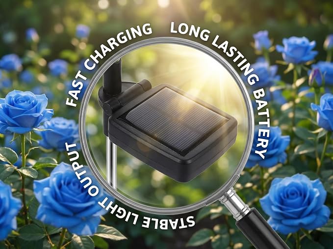 Solar Garden Rose Lights by FANCYPOP, 2 Pack Most Realistic 12 LED Flower Stake - Image 8