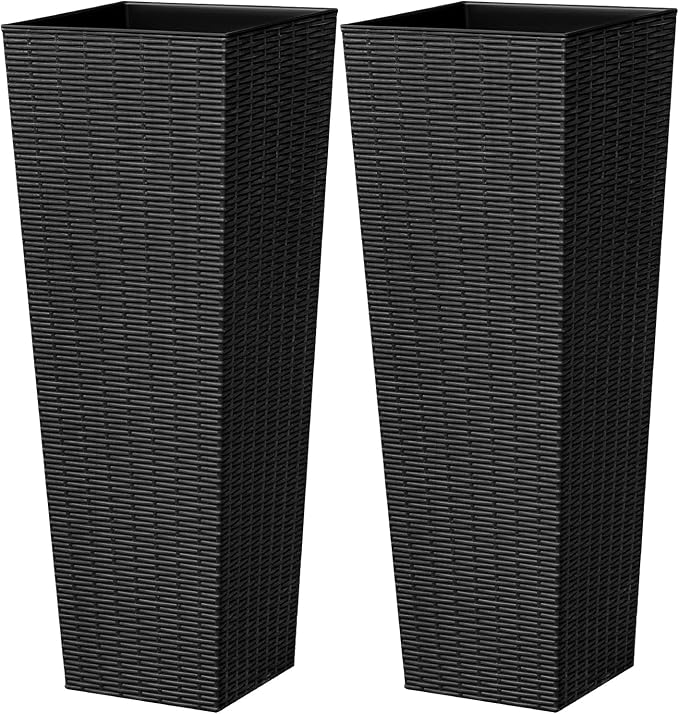 Greesum 32 Inch Tall Plastic Planters, Detachable Inner Pot & Drainage Holes by Acurax